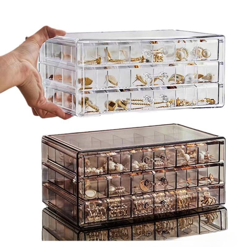 Multi-layer Jewelry Storage Box, Transparent High-end Ring, Stud Earrings, Necklace, Storage Display Rack, Drawer, Jewelry Box.