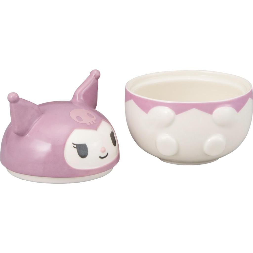 Sanrio 3D Bowl with 13 X Character "Round Kuromi" Lid, Approx. 400ml, Approx. 13cm, Tableware, Purple, San4556-4
