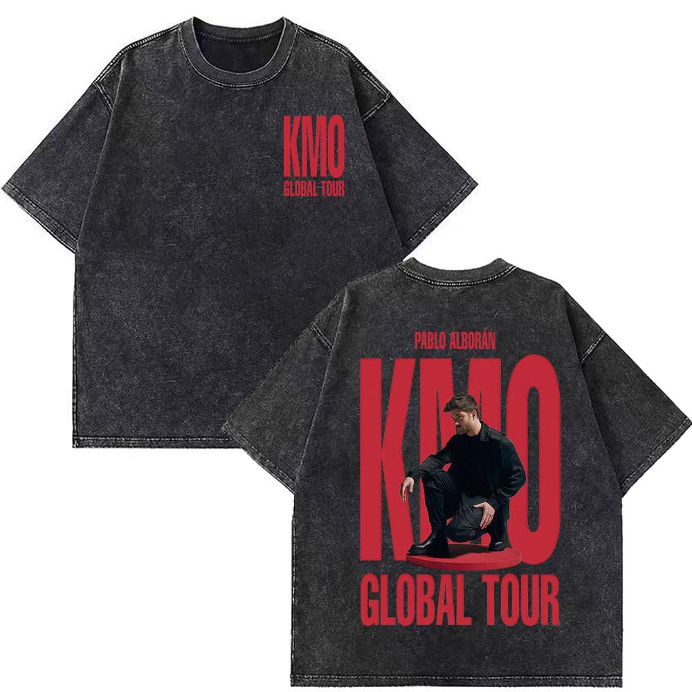 Singer Pablo Alborn Global Tour Kmo Print Vintage Washed T Shirt Unisex Women Fashion Tshirts Summer Loose Casual T Shirts