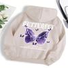 Felpe con Cappuccio Stampa Farfalla Viola Bellissime Donna Tasca in Pile Felpa con Cappuccio Semplice Casual Autunno Ampia Streetwear Femminile