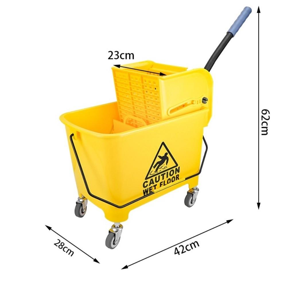 Plastic Mop Bucket Thickened 20L Capacity Squeeze Bucket with Wheel Sturdy Construction Water Truck Washing Tool