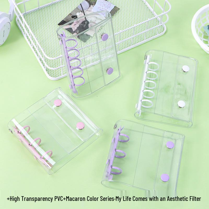 A6A7A8m5 Star Double Buckle Transparent PVC Soft Shell 6-Hole Metal Clip Planner Album Book Cover