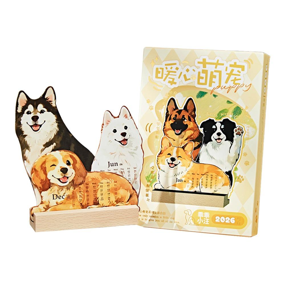 

Cute Cat Dog 2026 Desk Calendar 365 Days Pet Illustration Standing Calendar Daily Scheduler Desktop Decoration Desktop Calendar