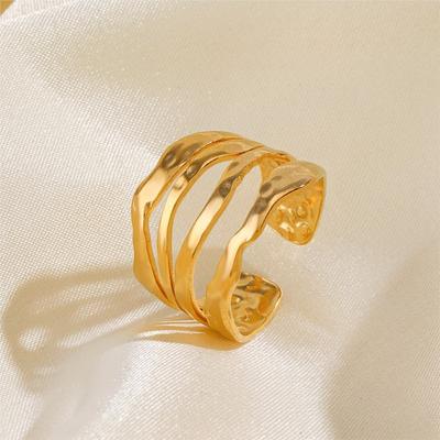 Stainless Steel Multi Layer Line Open Ring For Women Men Unisex Style Ring Party Jewelry Accessory