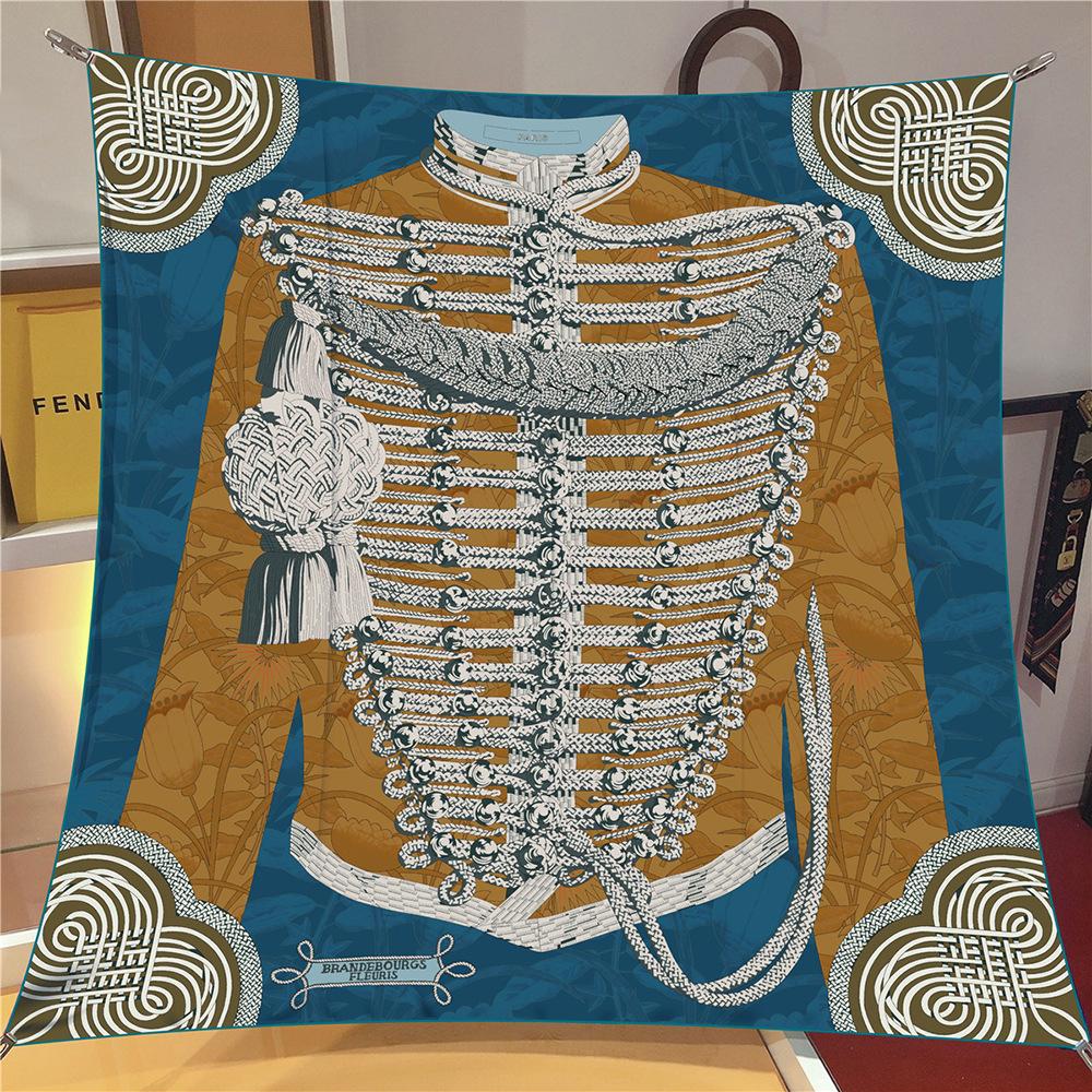 

90cm Silk Scarf Women Retro Clothes Print Square Scarf Head Echarpes Silk Foulards Femme Wraps Beach Shawls Bandana Lady Hijabs 90x90cm