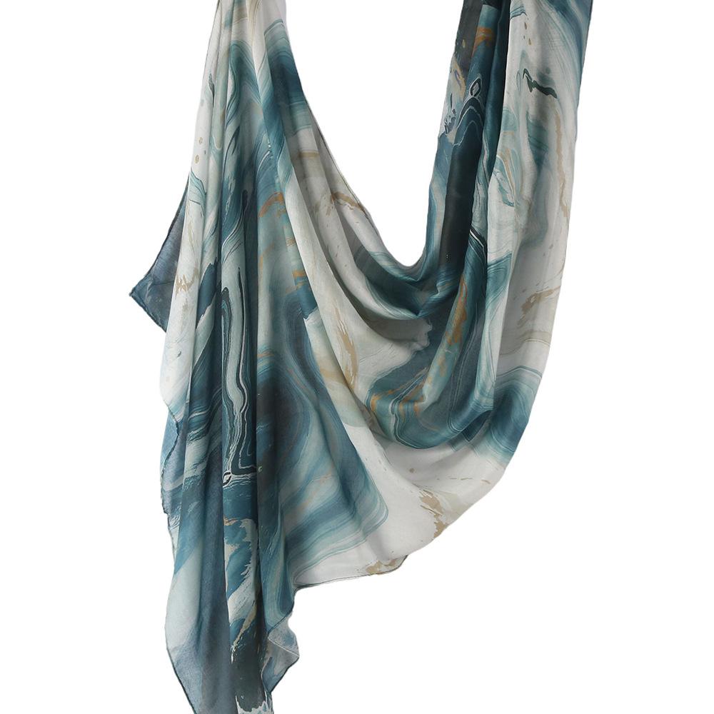 "Ethnic Watercolor Modal Cotton Shawl Satin Print Scarf for Women"