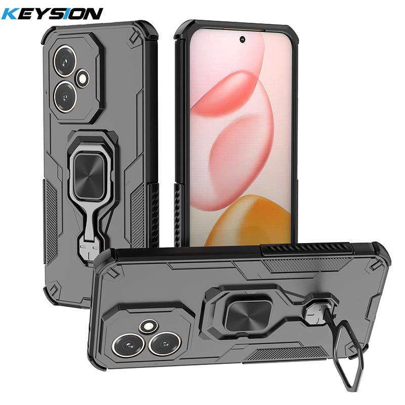 KEYSION Shockproof Armor Case for HONOR 400 Pro 5G Silicone+PC Upright Metal Live Ring Stand Phone Cover for Huawei Honor 400 5G