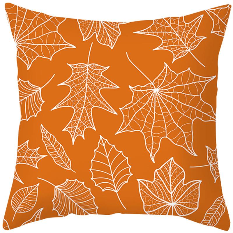 

New Style Pillow Cover Autumn Maple Leaf Sofa Cushion Home Supplies Peach Skin Cushion Cover 45 * 45Cm (without pillow core)