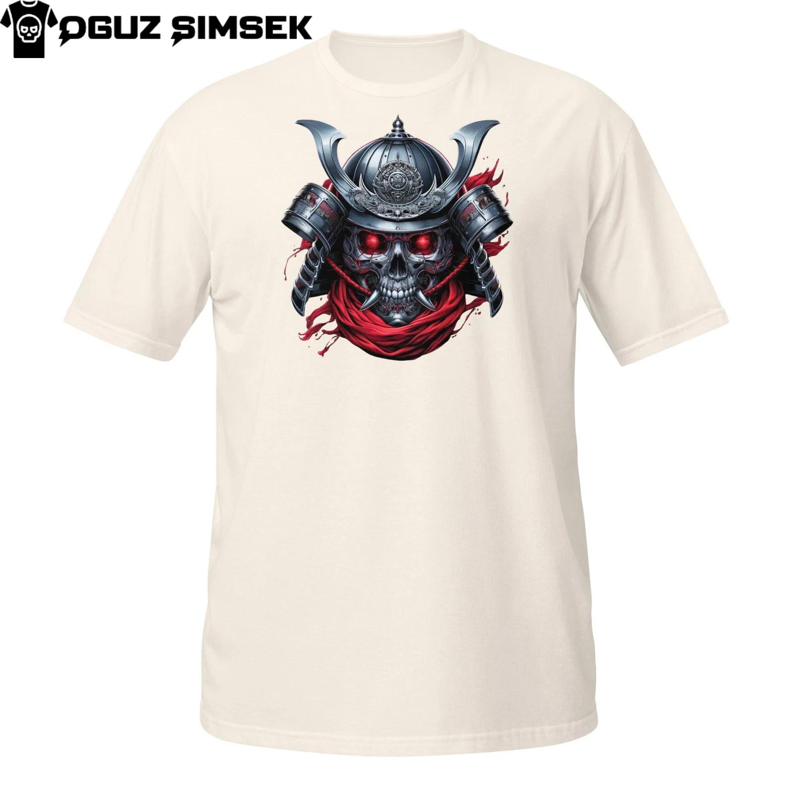 Skull Samurai HelmeT Shirt Mens Womens Tees Top – Red Eyes Warrior Mask Katana Head T-Shirt Mens Womens Tees Top S