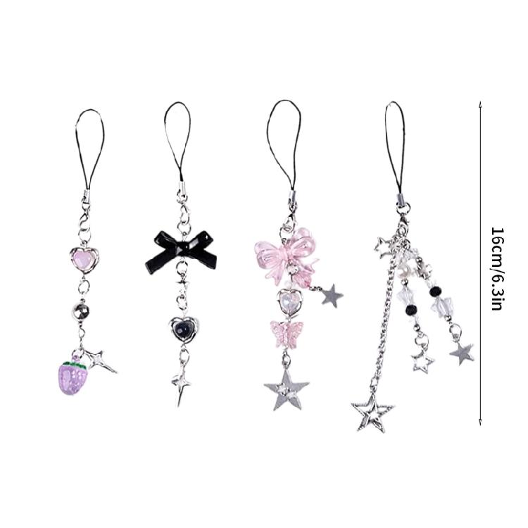 4er-Pack Schickes Süßes Kartenketten Handy-Ornament Stilvolle Handy-Dekoration