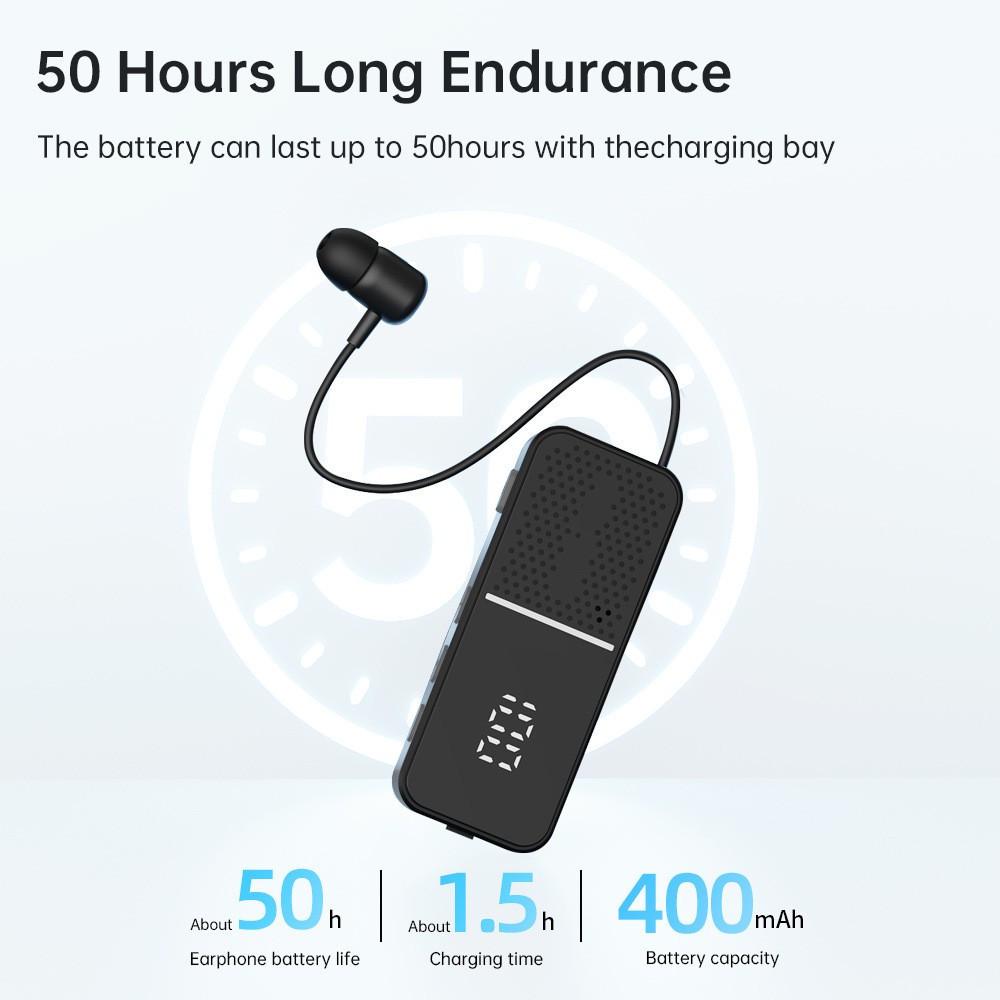2025 Clip-On Wireless Bluetooth In-Ear Headphones with Digital Display, Noise Reduction & Long Battery Life for Sports & Business