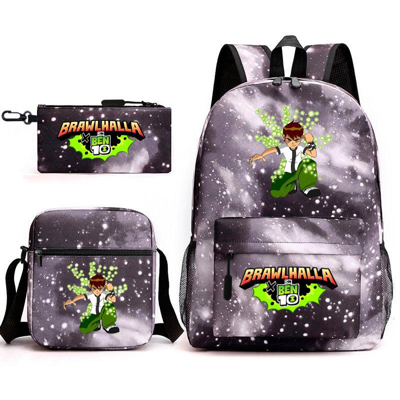New Hacker Junior Starry Sky School Bag Three-piece Set 10 Heat Transfer Personalized Backpack Leisure Bag