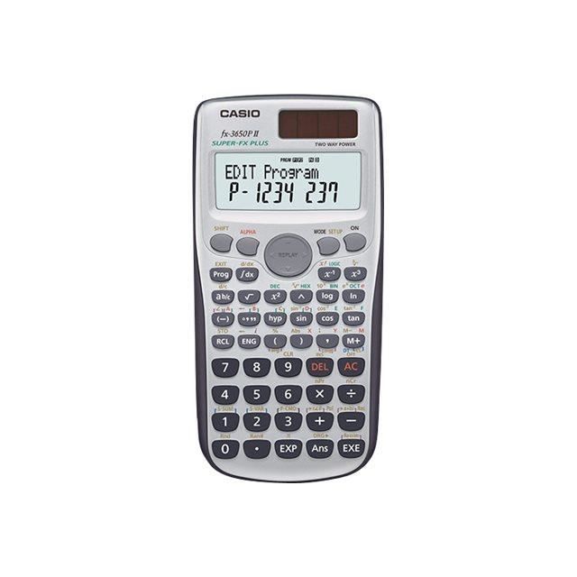 Calculatrice scientifique - Casio - FX-3650P II - 10 chiffres + 2 exposants - Panneau solaire - Pile