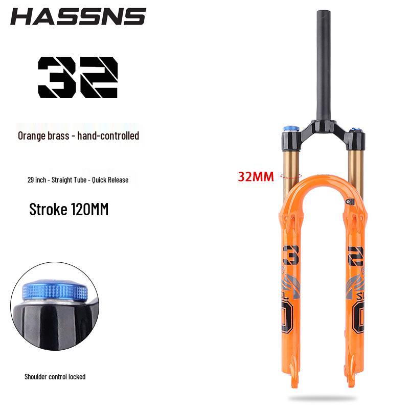 Furcă cu suspensie pe aer pentru bicicletă montană HASSNS cu reglaj de amortizare pentru roți de 26/27.5/29 inch