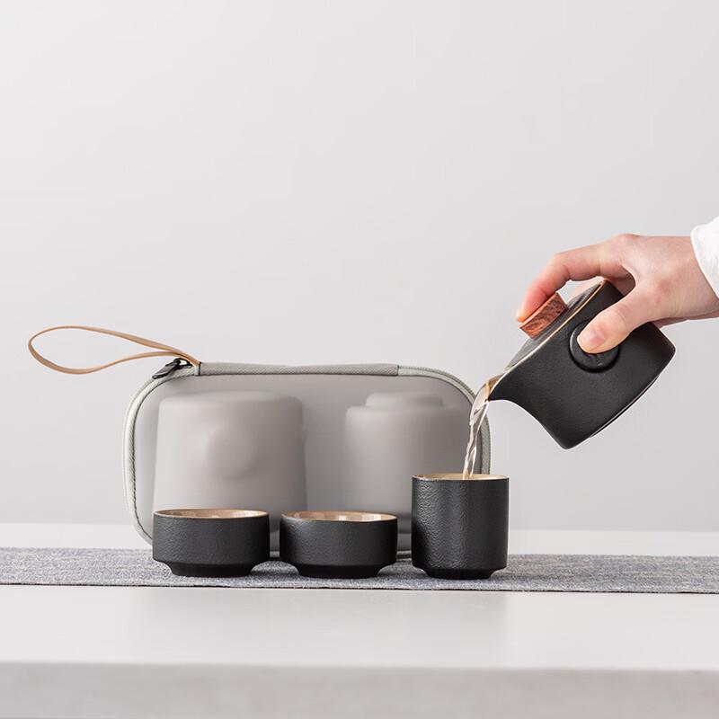 Yi Pan Portable Black Pottery Travel Tea Set