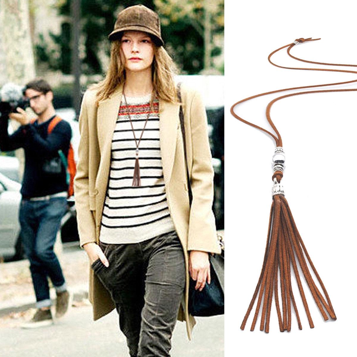 

Модное женское длинное ожерелье с кисточками, круглые бусины, подвеска-цепочка, ожерелье-свитер