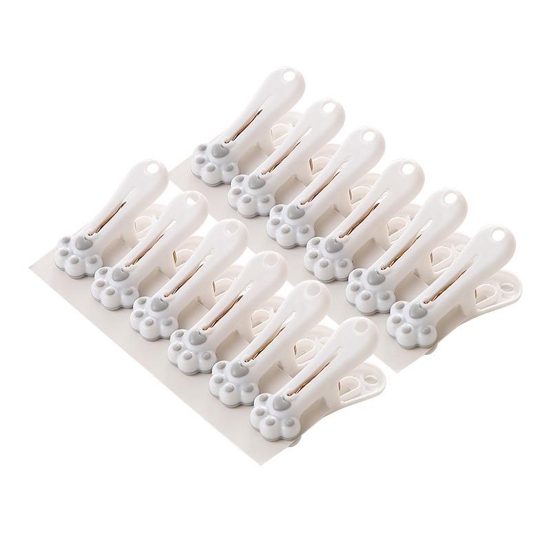12 Stück Niedliche Katzenpfoten-Wäscheklammern Winddichte Wäscheklammern Haushalts-Handtuch-Unterwäsche-Socken-Aufhängklammern Kawaii Snacks Verschlussclip