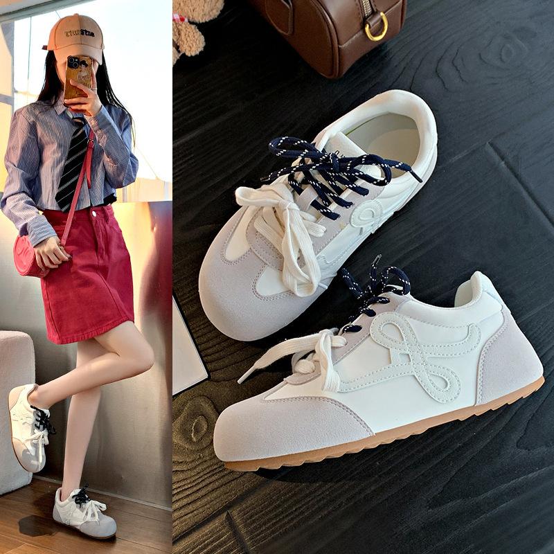 Inner heightening retro large toe head lace-up casual sports women's spring new women's shoes