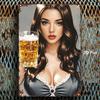 D Retro Vintage Metallschild Elegante Dame Bier Kunst Wanddekoration für Heimbar Café Garage x Zoll