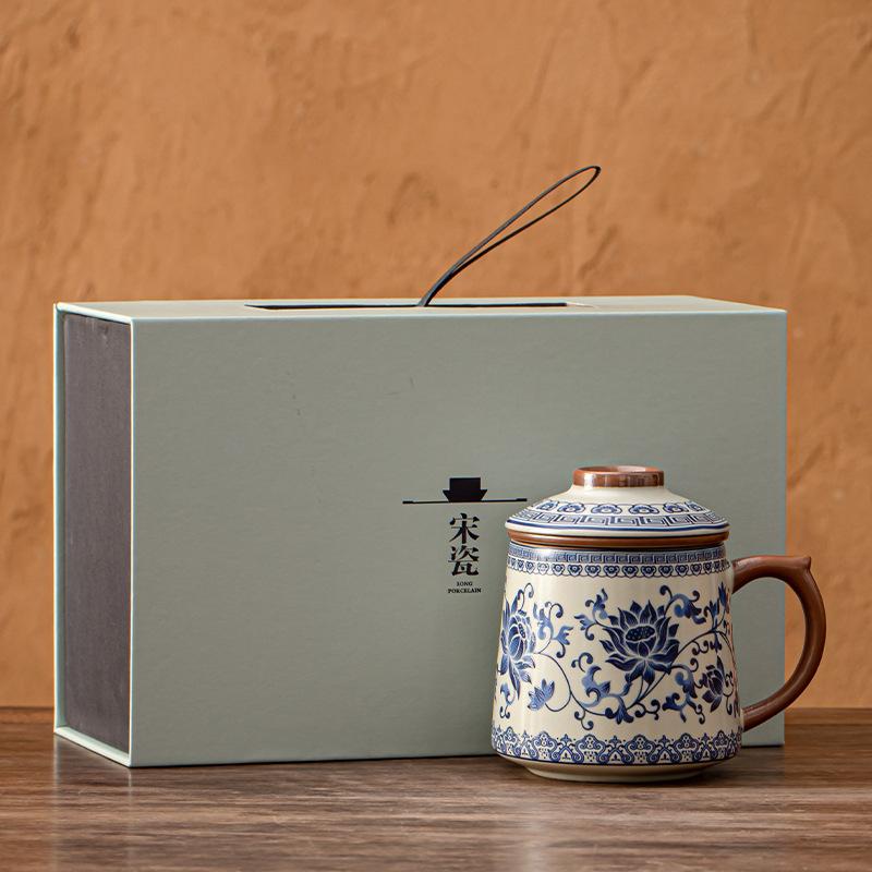 Tea cup tea separation mug office cup ceramic souvenir gift box tea cup