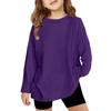 Boy And Girls Solid Color Long Sleeved T-shirt Round Neck Solid Color T-shirt