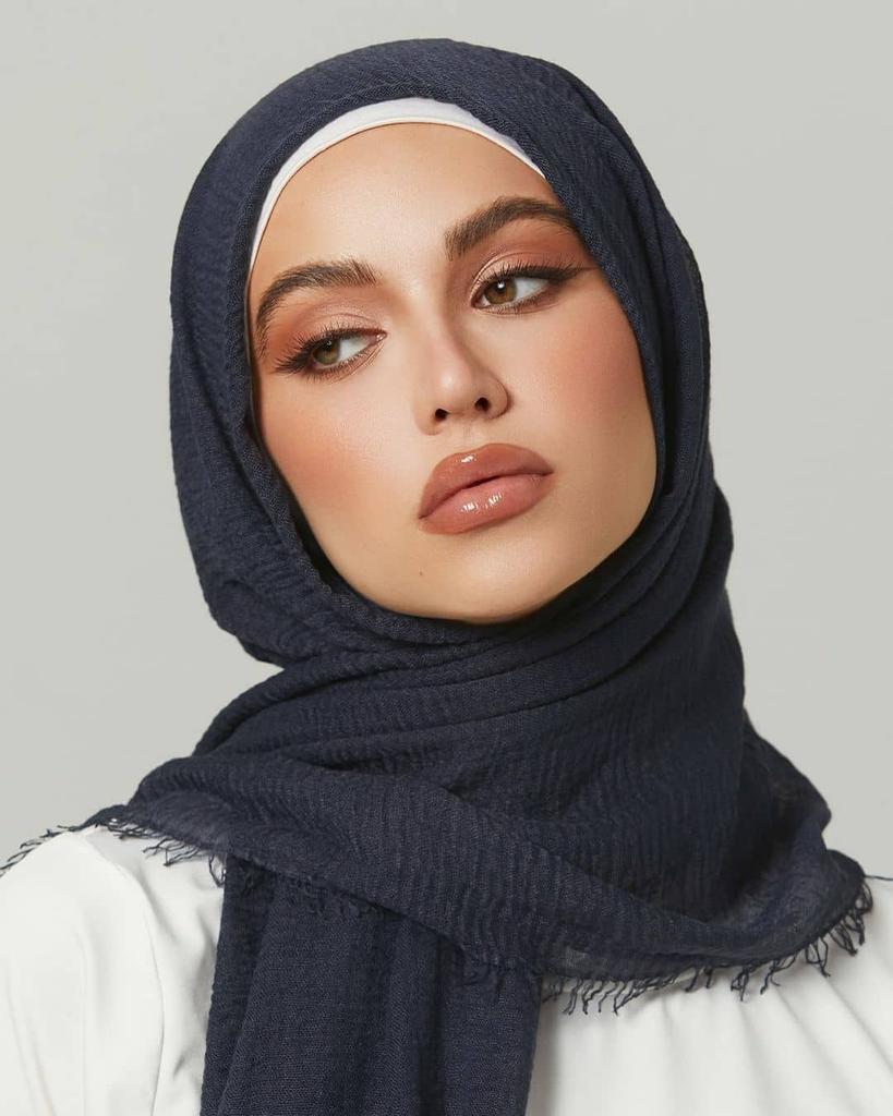 Cotton Crinkle Hijab Plain Soft Lightweight Headscarf Crinkle Cotton Women Muslim Scarf Best- Scarf Shawl
