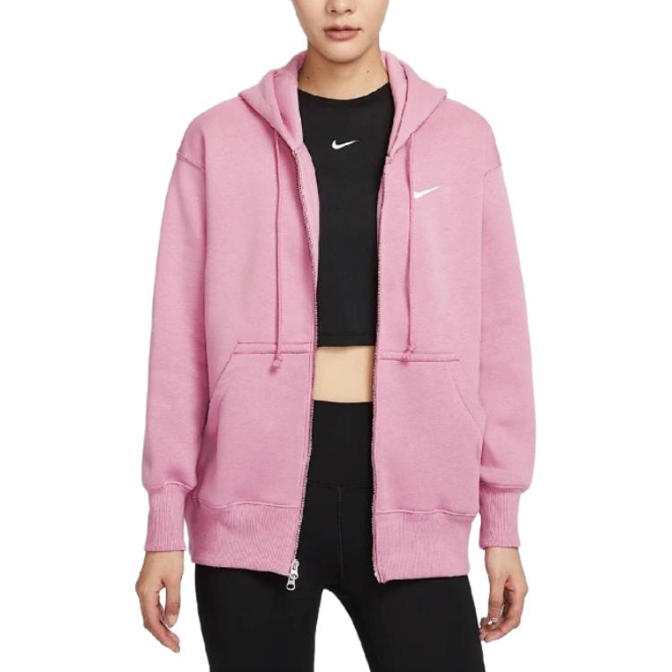 Nike Sportbekleidung Phoenix Fleecegefüttert Bequemes Kapuzenpullover mit langen Ärmeln Damen Element Pink/Segelweiß DQ5759-699