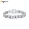 European-American Hip-Hop Double Row 3MM Inlaid Zircon Tennis Bracelet