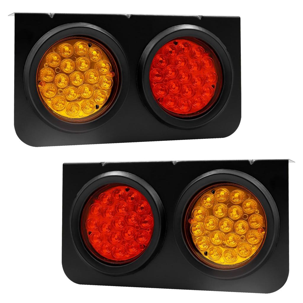 24V Universal Rear LED Truck Tail Super Bright Trailer Tail Lights for Turn Running and Brake Stop Lights 19-LED Lights, Tractors, 5-Function Signals,