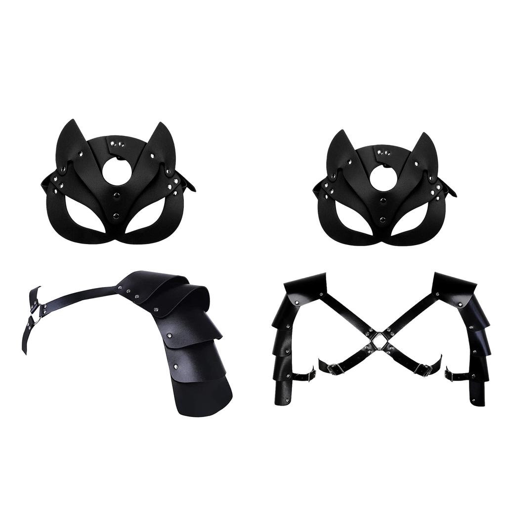 Faux Leathers Warrior Double Shoulder Armors Body Chest Harness Cosplay Costumes