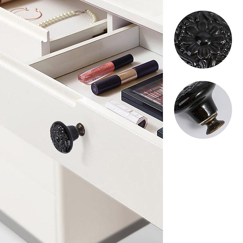 1x Retro Vintage Round Ceramic Drawer Knob Cabinet Handle Cupboard Door Pull kid room Decor blossom Relief Handle Knobs