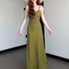 [Original fabric] Retro holiday style strap suspender dress women's summer new hot girl waist and thin sex