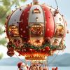 Christmas Hot Air Balloon Ornaments 2D Acrylic Xmas Tree Pendant Cartoon Santa In Hot Air Balloon Hanging Decoration for Trees Doors Windows Decor
