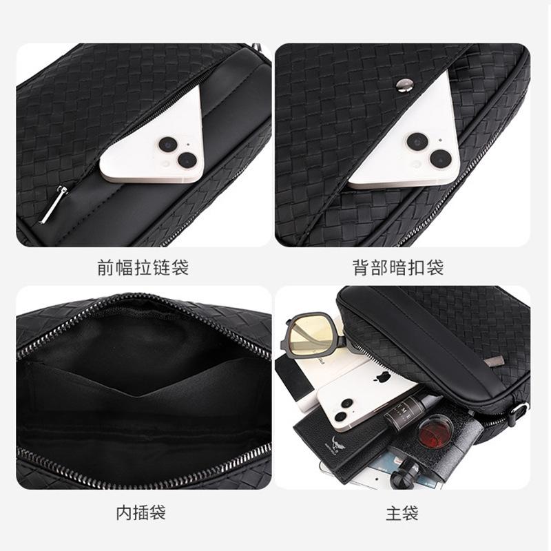 Outdoor Messenger Bag Sports Storage Bag Business High-End Woven Pattern Mobile Phone Bag Women'S Shoulder Small Square Bag