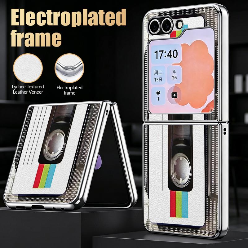 Retro Game Boy Camera Print Case For Samsung Z Flip 8 7 6 5 Hybrid 3in1 Leather Skin Plating Folding Phone Cover For Galaxy Z Flip8 Flip7 Flip6