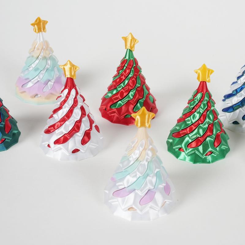 3D Printed Spiral Christmas TreeToy Dual Color Swirl Cone Creative Stress Relief Gift for Kids Home Decoration Xmas Holiday Gift