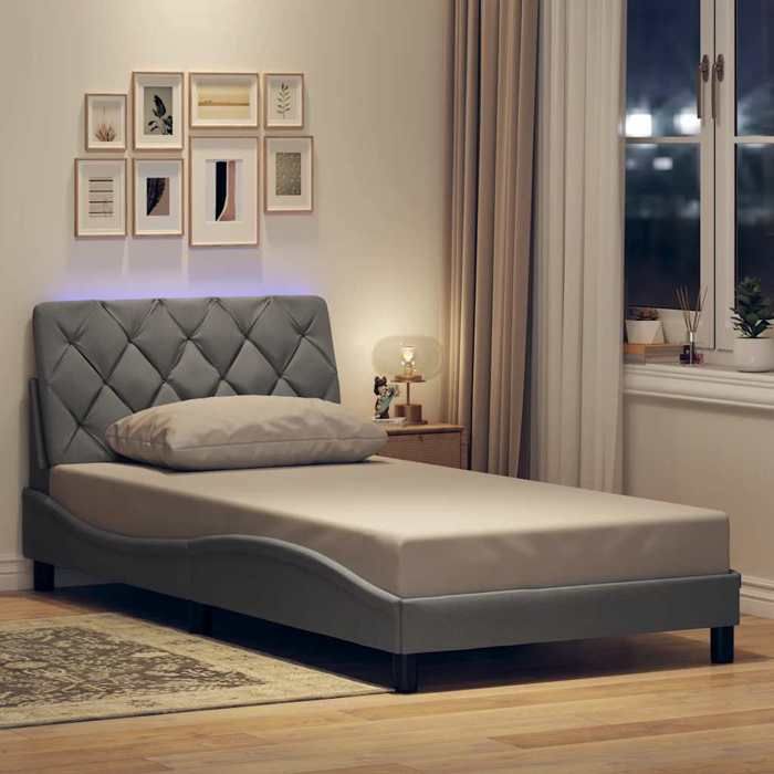 VidaXL Cadre de lit avec LED sans matelas gris clair 100x200 cm tissu 3310650