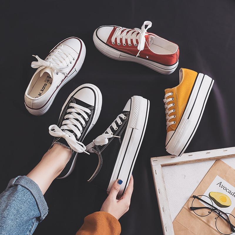 Height-increasing Canvas Shoes Women's New Shoes Basic Thick-soled Cloth Shoes Spring Little White Women's Shoes Tide