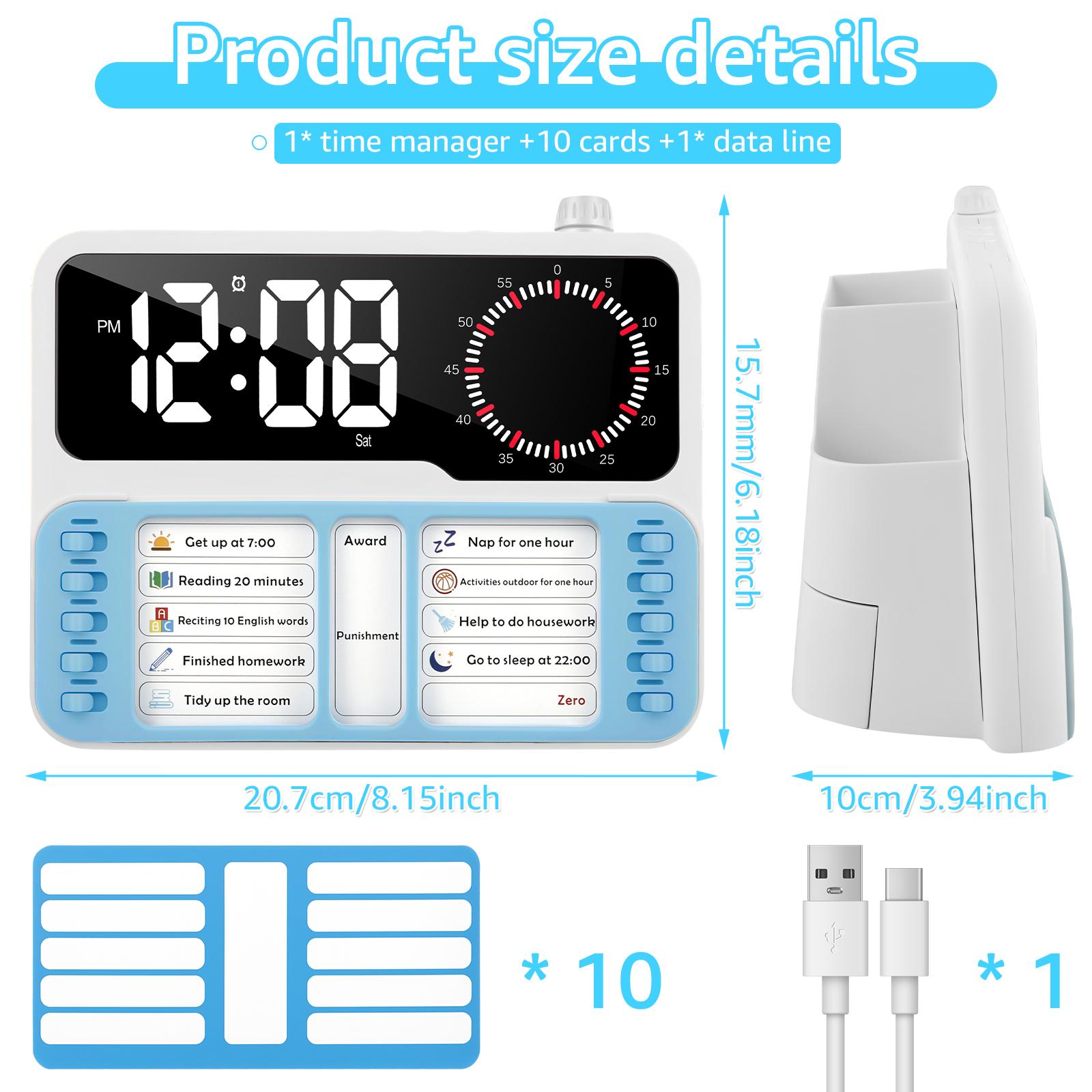 

Визуальный таймер Отображение температуры и даты Бесшумный таймер обратного отсчета с держателем для ручки Карточка задач для студента, педагога, СДВГ Цифровой таймер