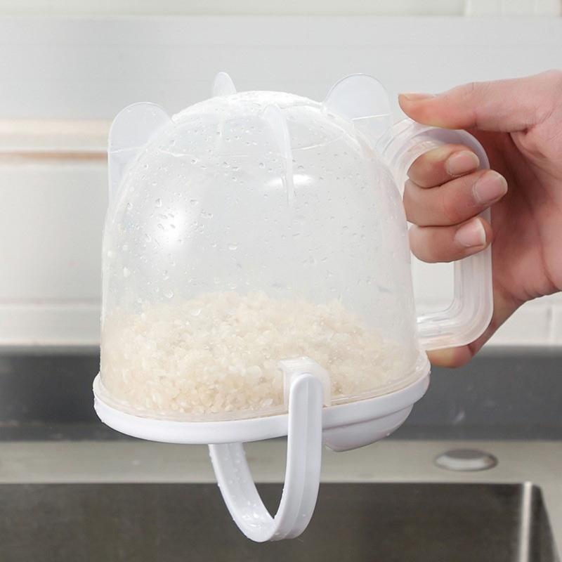 Plastic Grains Cleaner Washer with Handle Kitchen Rice Washing Bowl Strainer Rinser for Home Cooks with Beans Pastas
