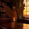 Vintage Angel Candle Holder Rust Candlestick Ornament Romantic Tabletop Candle Holder  Patio Decor