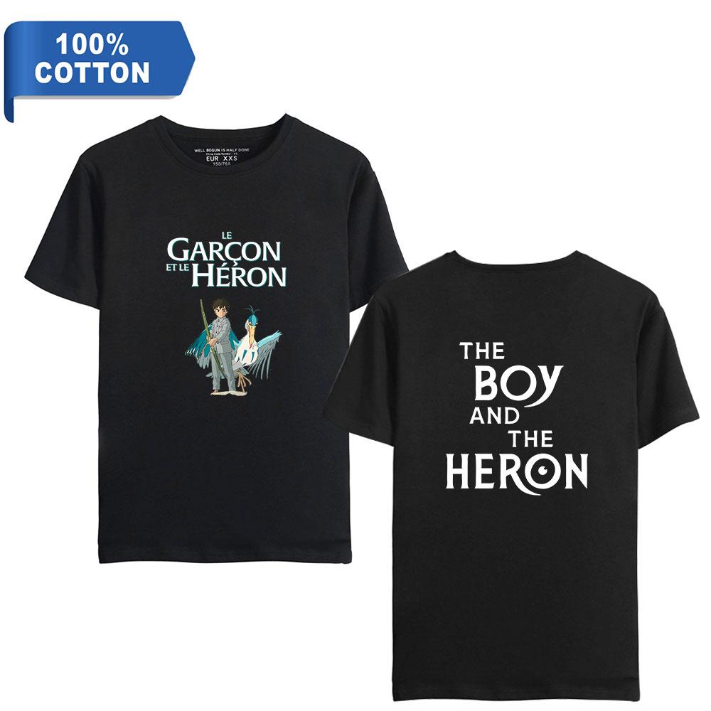 

Мужская футболка с принтом «Мальчик и цапля», повседневные дышащие футболки, забавные хлопковые свободные футболки, уличные футболки большого размера, мужские
