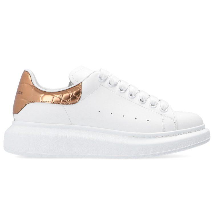 Alexander Mcqueen Oversized Sneaker Synthetic Leather Smooth Calfskin Low Top Stylish Skateboarding Shoes Women's Gold 553770WHYBQ9053