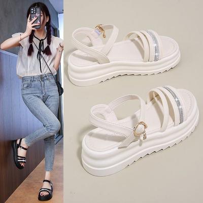 Sports Sandals Women's 2025 Summer New Versatile Muffin Thick-soled High-heeled Fashion Soft-soled Beach Casual Roman Shoes