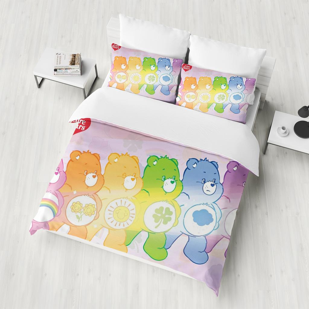 Carebears Care Bears Anime Home Bedroom Comforte Nordic Polyester Material Suitable for Children and Adults 3-piece Set