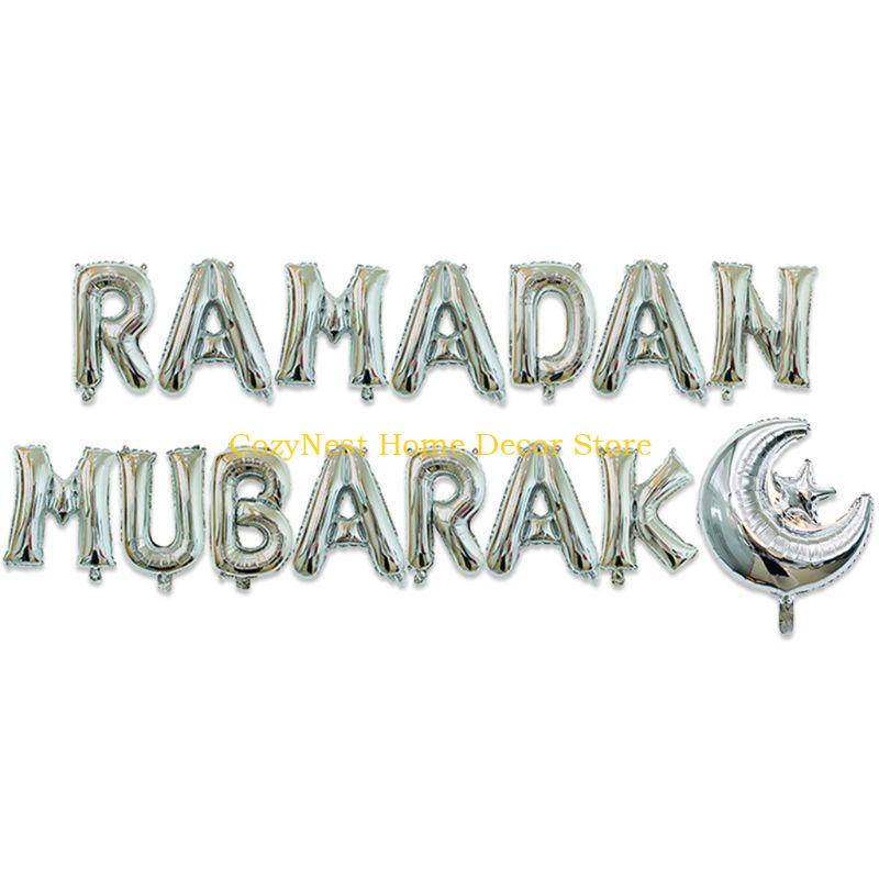 92MF 16'' Happy Eid Mubarak Ramadan Letter Foil Balloons Decoration Banners