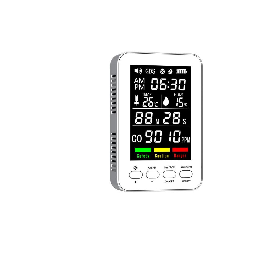 5-in-1 Portable CO Alarm & Air Quality Detector with Temperature & Humidity Sensors for Home Use