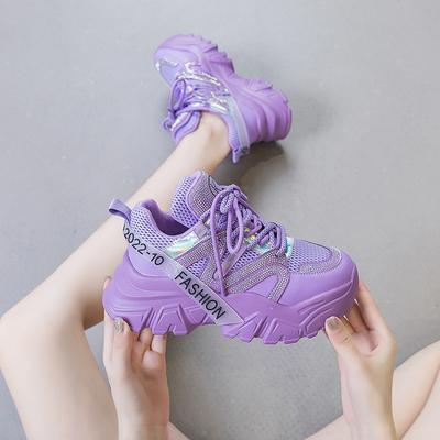 High Quality Women Chunky Sneakers Fashion Purple Sport Shoes Luxury Bling Rhinestone Women's Casual Tennis Shoes Ladies PU