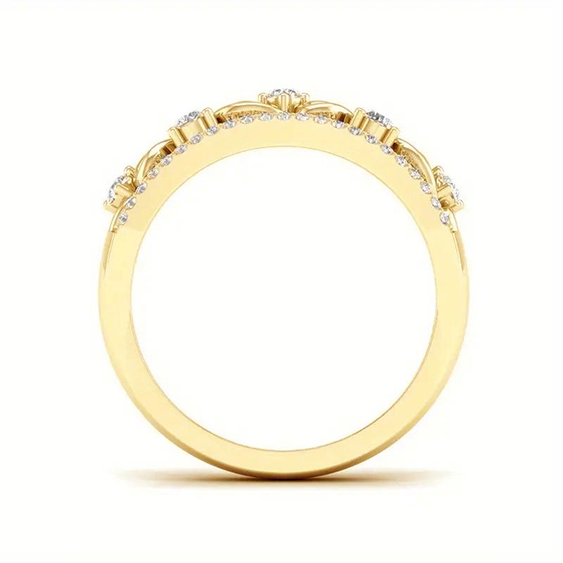 Exquisite Bridal Rings for Wedding Gold Color Brilliant Cubic Zirconia Modern Fashion Women's Rings Luxury Party Jewelry