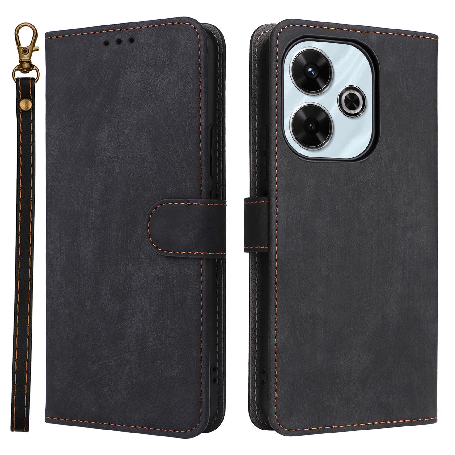 

Для Xiaomi Redmi 13 5G/13 4G/Poco M6 4G/Redmi Note 13R 5G Чехол Кожаный чехол для телефона с блокировкой RFID Black